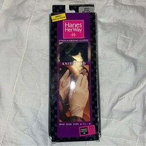 Hanes Her Way Womens Gloves OS BLack Lined Stretch Teflon Treated Vintage NIB